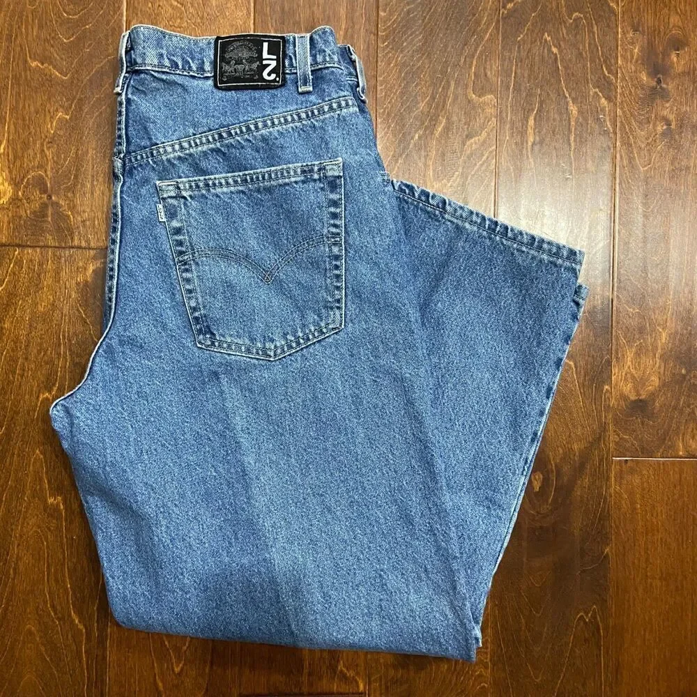 Levi's L2 Vintage 1998 Baggy Loose Fit Denim Blue Jeans Men's Size 38W x 30L